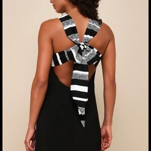 Lulu's Black and White Backless Dress
